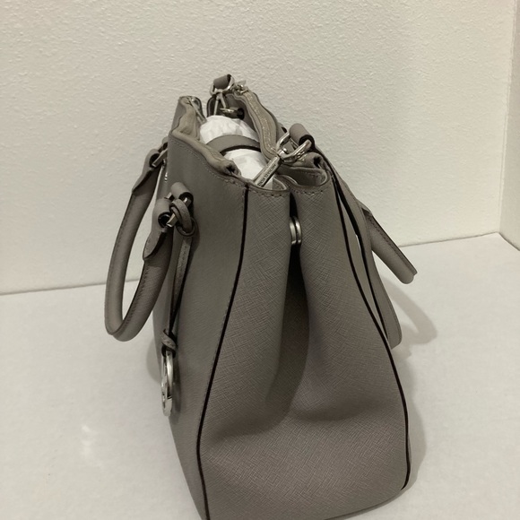 Michael Kors Signature Large Heather Grey Saffiano Leather Sutton Satchel Purse. - Picture 5 of 16